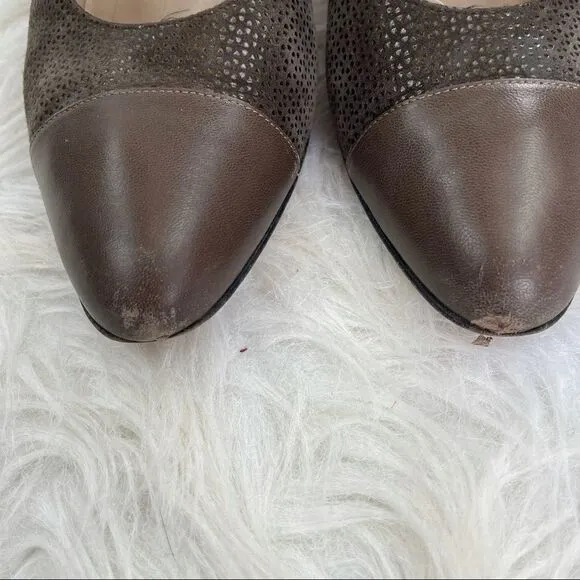 Vintage Salvatore Ferragamo Embossed Leather Spectator Pumps