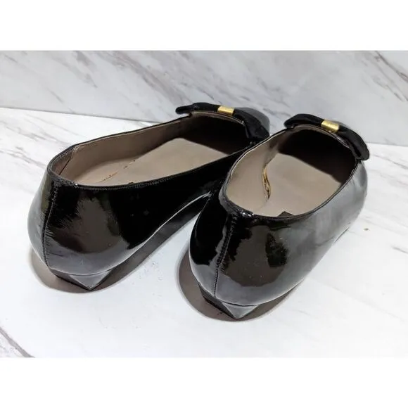 Vintage Sesti Meucci Of Florence Womens Black Patent Leather Low Wedge Shoes 7.5
