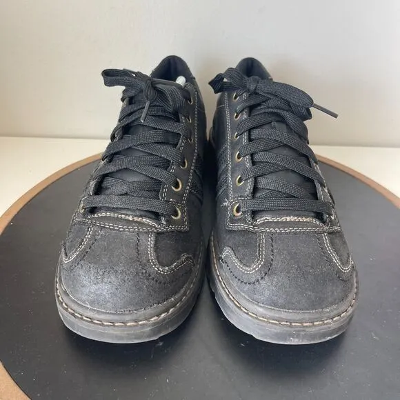 Vintage Skechers Shoes 10 Black Leather School Jammers Y2K Chunky Platform Retro