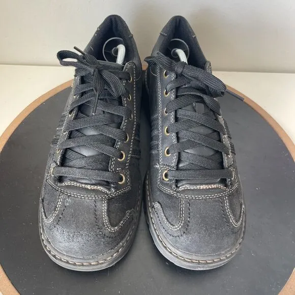 Vintage Skechers Shoes 10 Black Leather School Jammers Y2K Chunky Platform Retro