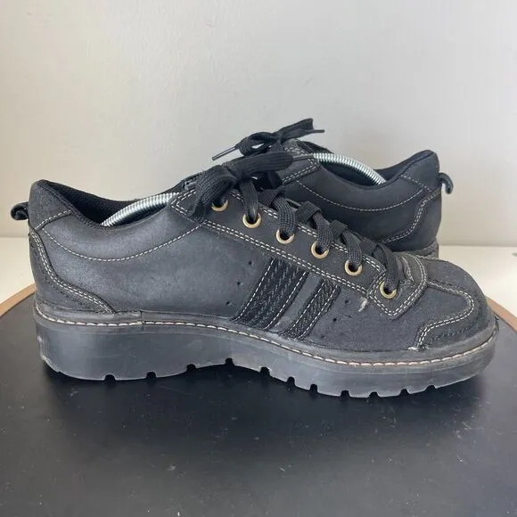 Vintage Skechers Shoes 10 Black Leather School Jammers Y2K Chunky Platform Retro