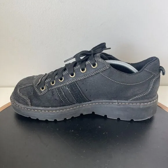 Vintage Skechers Shoes 10 Black Leather School Jammers Y2K Chunky Platform Retro
