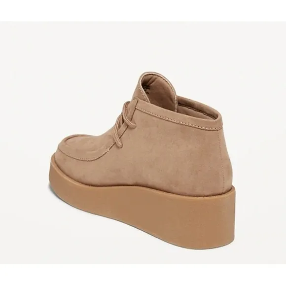 Vintage Style 90s Y2K Womens 9.5 Baby Doll Suede Leather Chunky Platform Shoe