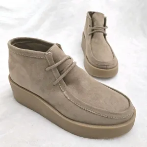 Vintage Style 90s Y2K Womens 9.5 Baby Doll Suede Leather Chunky Platform Shoe
