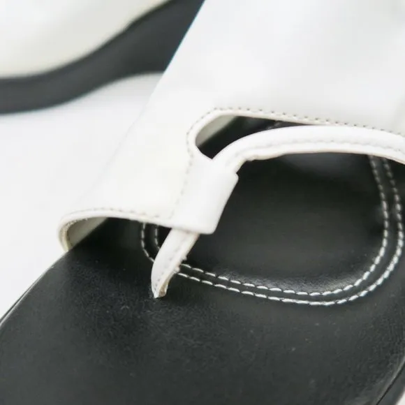 Vintage Y2K No Boundaries Cyndi White and Black Lace Platform Wedge Toe Sandals