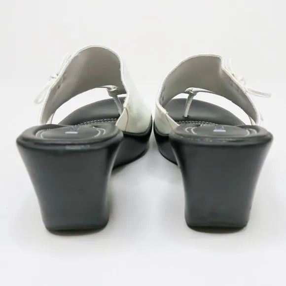 Vintage Y2K No Boundaries Cyndi White and Black Lace Platform Wedge Toe Sandals
