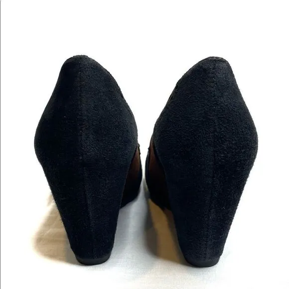 Vintage Jeffrey Campbell black and brown jenette wedge shoes size 7.5