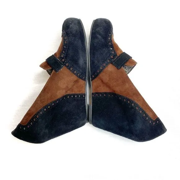 Vintage Jeffrey Campbell black and brown jenette wedge shoes size 7.5