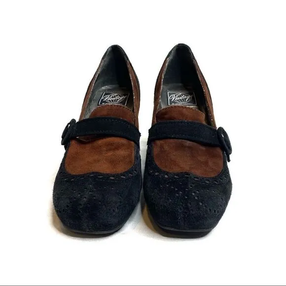 Vintage Jeffrey Campbell black and brown jenette wedge shoes size 7.5