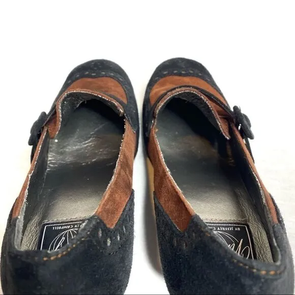 Vintage Jeffrey Campbell black and brown jenette wedge shoes size 7.5