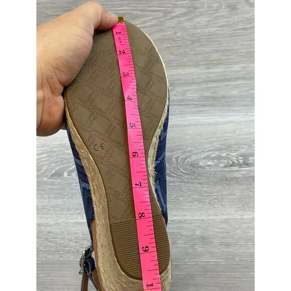 Vionic Coralina Women's US 10 Blue Geometric Espadrille Wedge Slingback Sandal