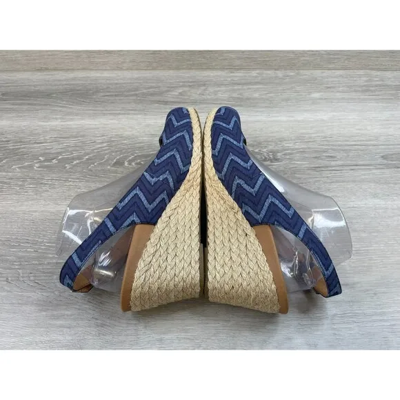 Vionic Coralina Women's US 10 Blue Geometric Espadrille Wedge Slingback Sandal