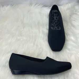 Vionic Powell Black Textile Uppers Demi Wedge Shoes Sz 9