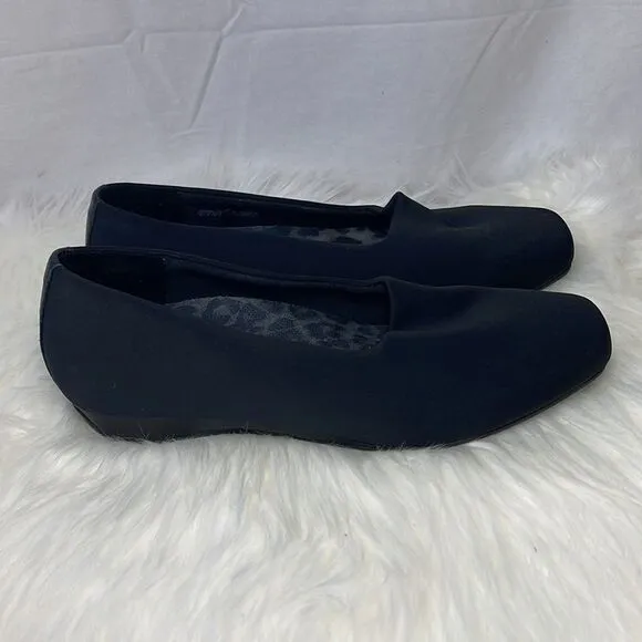 Vionic Powell Black Textile Uppers Demi Wedge Shoes Sz 9