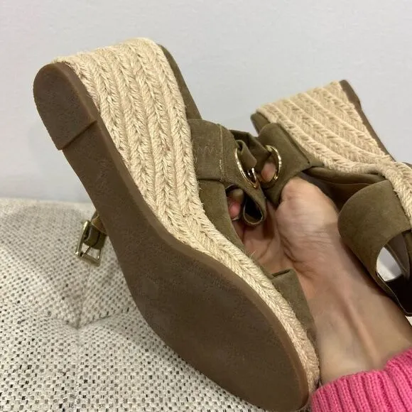 Vionic Vero Jute Brown Slingback Espadrilles Wedge Sandals Women's Size 6 Leathe