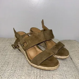 Vionic Vero Jute Brown Slingback Espadrilles Wedge Sandals Women's Size 6 Leathe