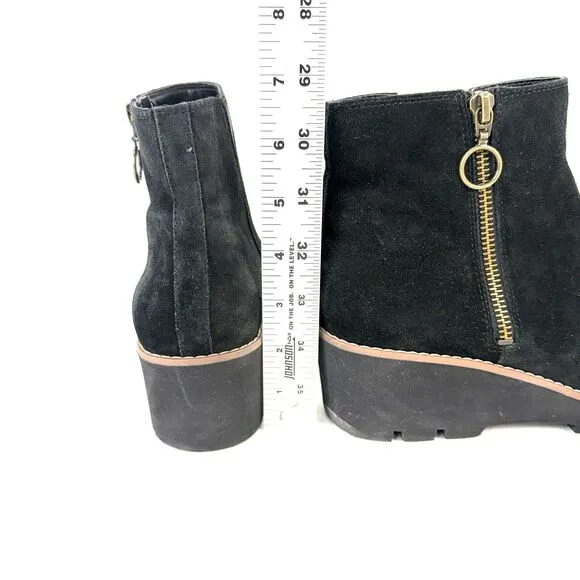 Vionic Womens Hazal Black Suede Wedge Booties Shoes 8 Medium (B,M)