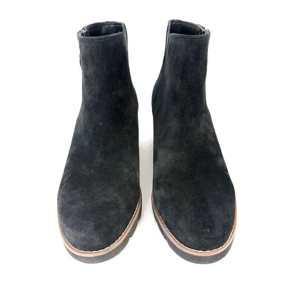 Vionic Womens Hazal Black Suede Wedge Booties Shoes 8 Medium (B,M)