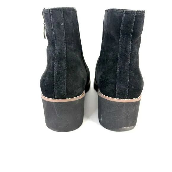 Vionic Womens Hazal Black Suede Wedge Booties Shoes 8 Medium (B,M)