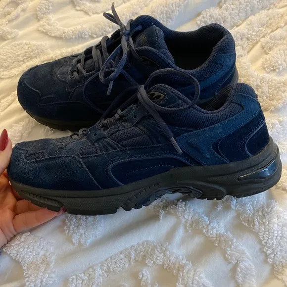 Vionic Womens Navy Blue Walker Leather Low Top Athletic Sneaker Shoes Sz US 8.5