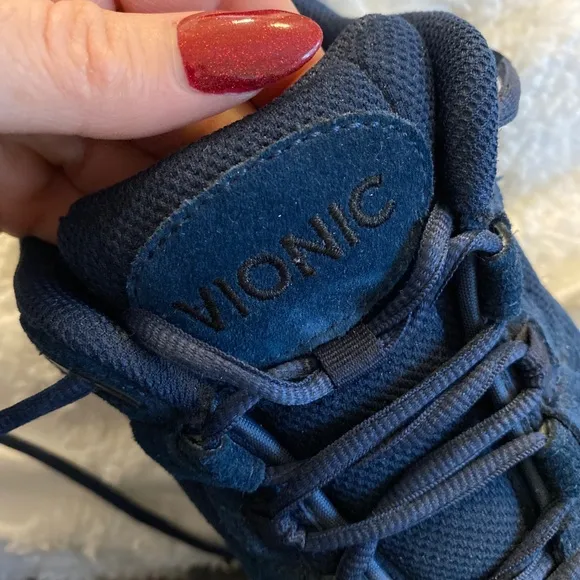 Vionic Womens Navy Blue Walker Leather Low Top Athletic Sneaker Shoes Sz US 8.5