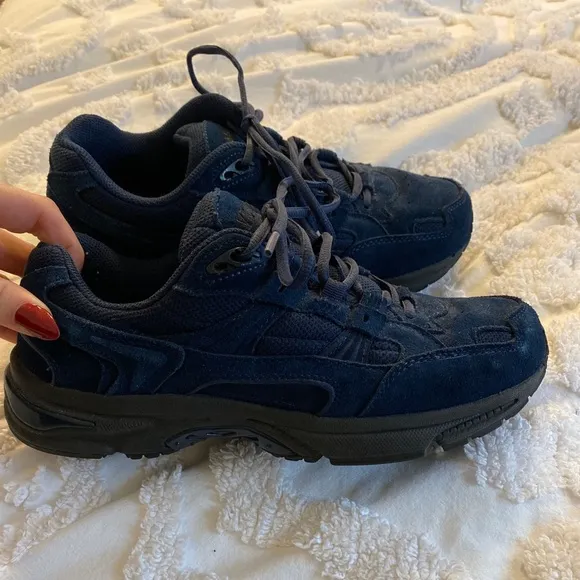 Vionic Womens Navy Blue Walker Leather Low Top Athletic Sneaker Shoes Sz US 8.5