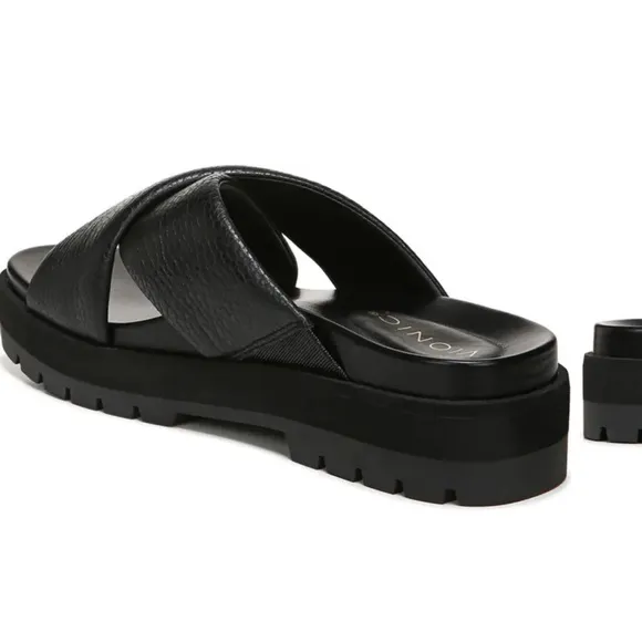 VionicVesta Leather Banded Platform Lug Sole Slide Sandals