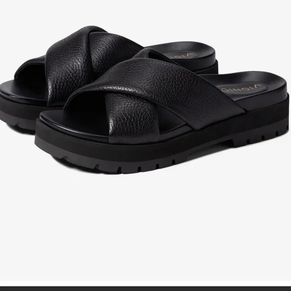 VionicVesta Leather Banded Platform Lug Sole Slide Sandals