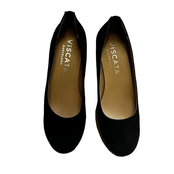 Viscata Barcelona Marquesa Suede Espadrille Wedge Heels sz 39=8.5