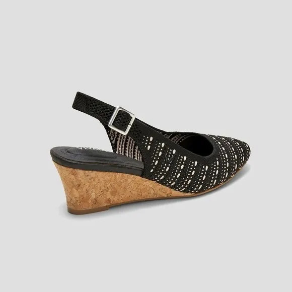 Vivaia Wedge Slingback Knit Pointed Toe Comfortable Shoes Black Size 9.5 EUR 41