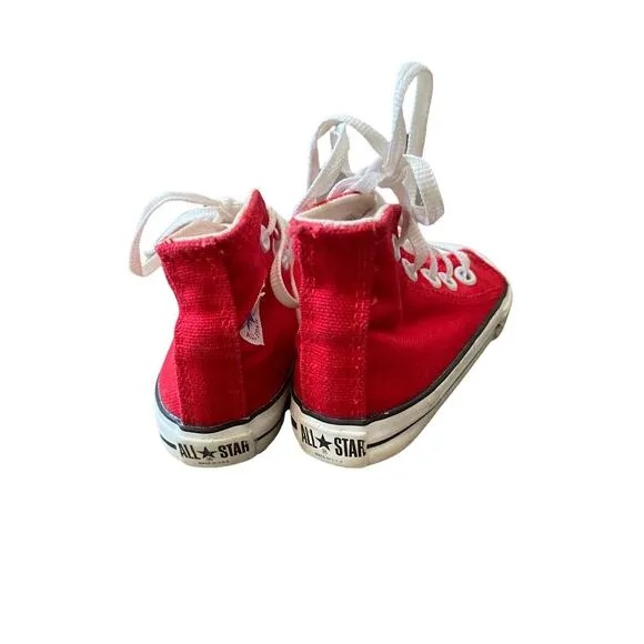 Vtg Converse Red Baby Sneakers Shoes High Hi Top Infant 5 Usa small star boys