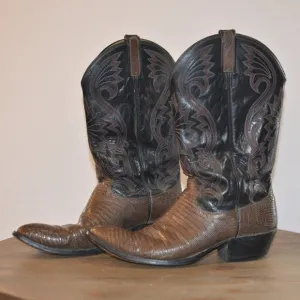 Vtg Dan Post Lizard Skin Cowboy Boots Style 6709 Mens Size 10D