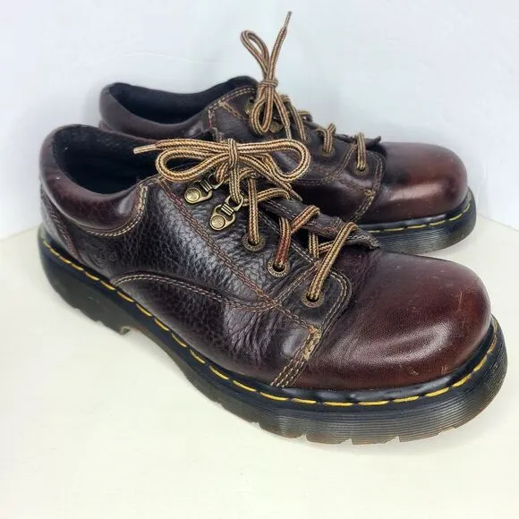 Vtg Dr Martens 8A47 Brown Lace Up Chunky Oxford Shoes Mens 10 Made‎ In England