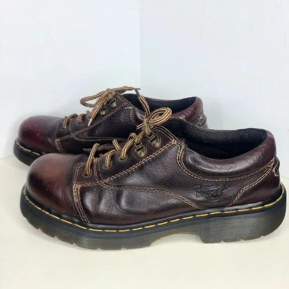 Vtg Dr Martens 8A47 Brown Lace Up Chunky Oxford Shoes Mens 10 Made‎ In England