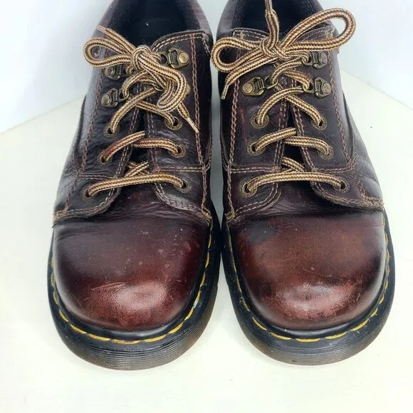 Vtg Dr Martens 8A47 Brown Lace Up Chunky Oxford Shoes Mens 10 Made‎ In England