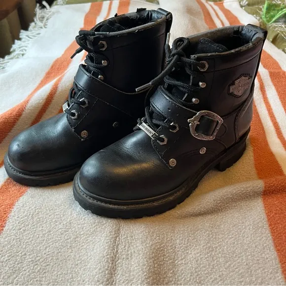 VTG Harley-Davidson Leather Ankle Moto Boots
