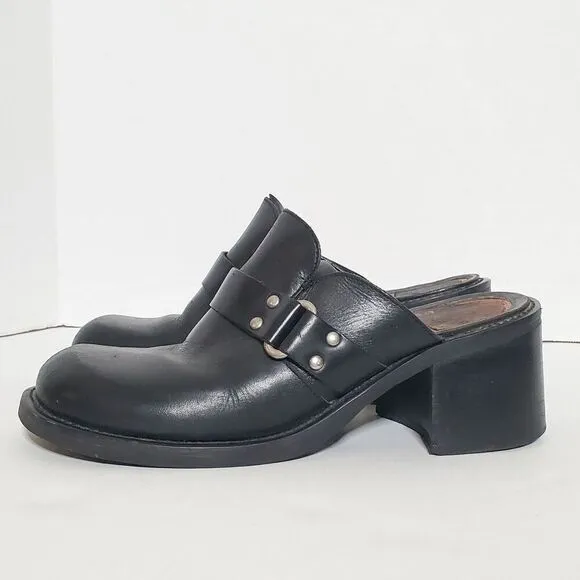 Vtg. Y2K American Eagle Outfitters Leather Chunky Platform Shoes Black Size 8