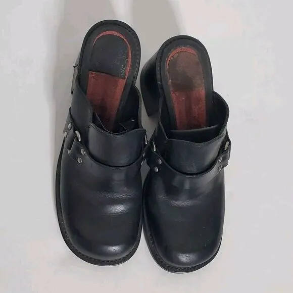 Vtg. Y2K American Eagle Outfitters Leather Chunky Platform Shoes Black Size 8