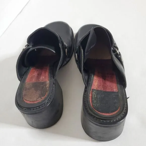 Vtg. Y2K American Eagle Outfitters Leather Chunky Platform Shoes Black Size 8