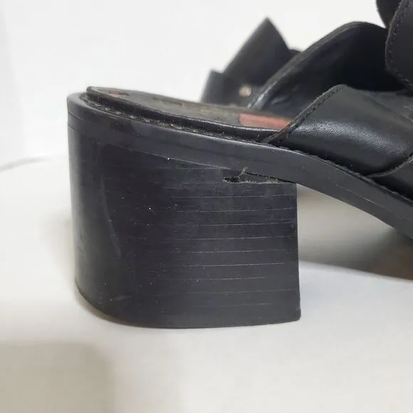 Vtg. Y2K American Eagle Outfitters Leather Chunky Platform Shoes Black Size 8