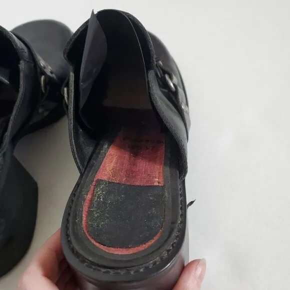 Vtg. Y2K American Eagle Outfitters Leather Chunky Platform Shoes Black Size 8