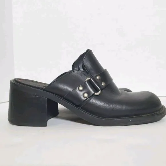 Vtg. Y2K American Eagle Outfitters Leather Chunky Platform Shoes Black Size 8
