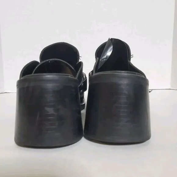 Vtg. Y2K American Eagle Outfitters Leather Chunky Platform Shoes Black Size 8