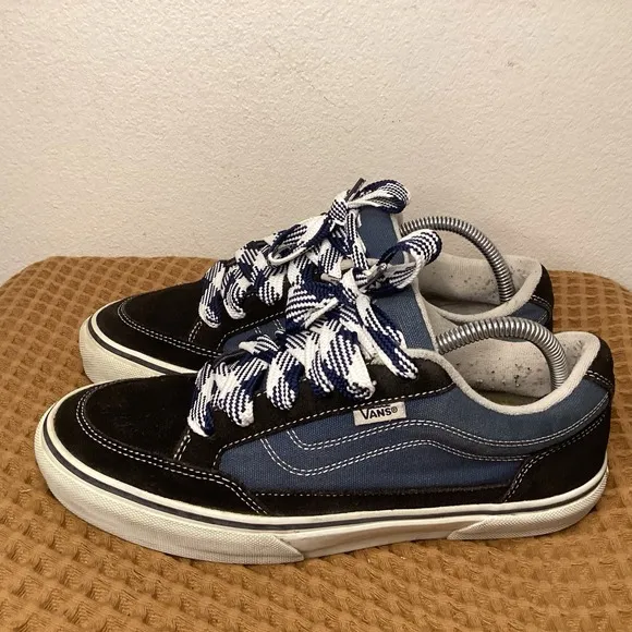 VTG Y2k VANS Bearcat Skateboarding Shoes Men's Sz 9 Chunky Sneakers Black Blue