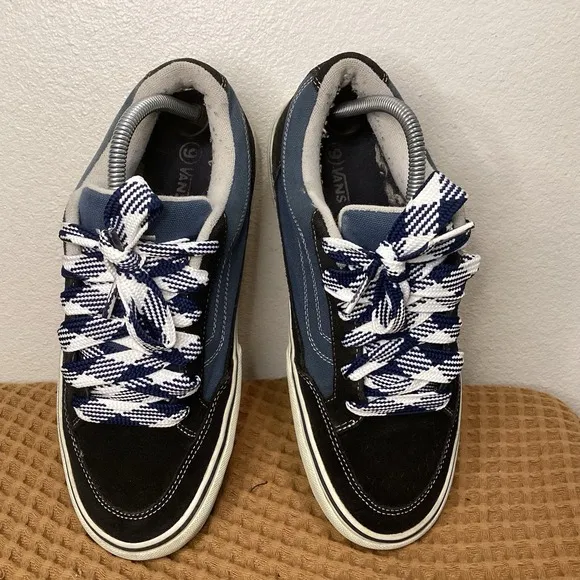 VTG Y2k VANS Bearcat Skateboarding Shoes Men's Sz 9 Chunky Sneakers Black Blue
