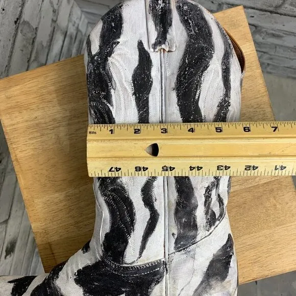 Western Zebra Painted Cowboy Boots