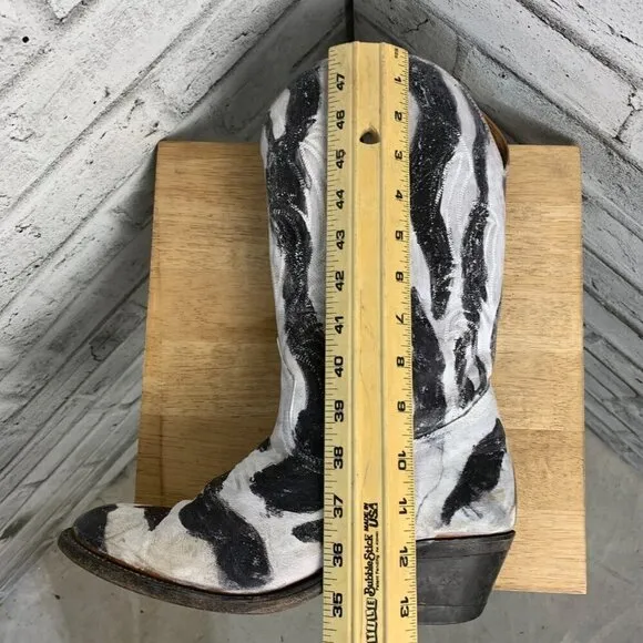 Western Zebra Painted Cowboy Boots