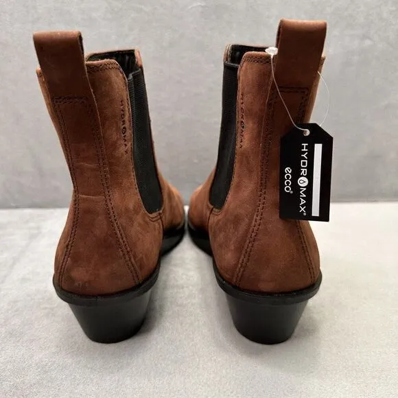 Womens 8-8.5 / EU 39 Ecco Skyler Ankle Boots Brown Nubuck Chelsea Wedge EUC