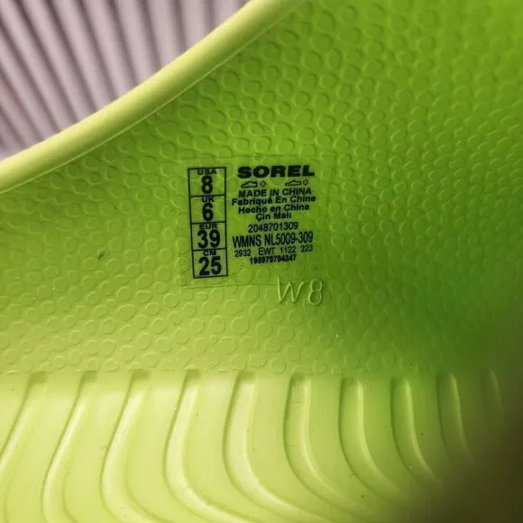 Womens 8 Sorel Caribou Clog Tippet Green Chunky Comfort Slip On Shoes NL5009-309