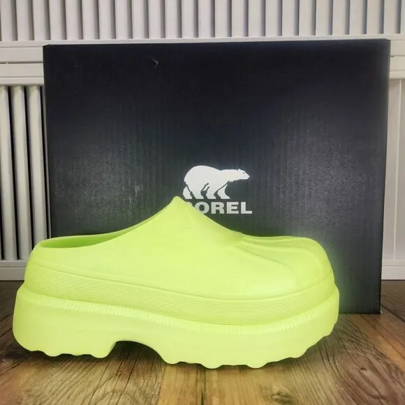 Womens 8 Sorel Caribou Clog Tippet Green Chunky Comfort Slip On Shoes NL5009-309